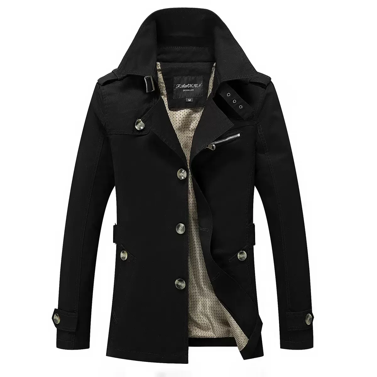 

Autumn and Spring Fashion Trend American Vintage Solid Color Trench Coat Men's Casual Loose Sports Windproof Plus Size Jacket