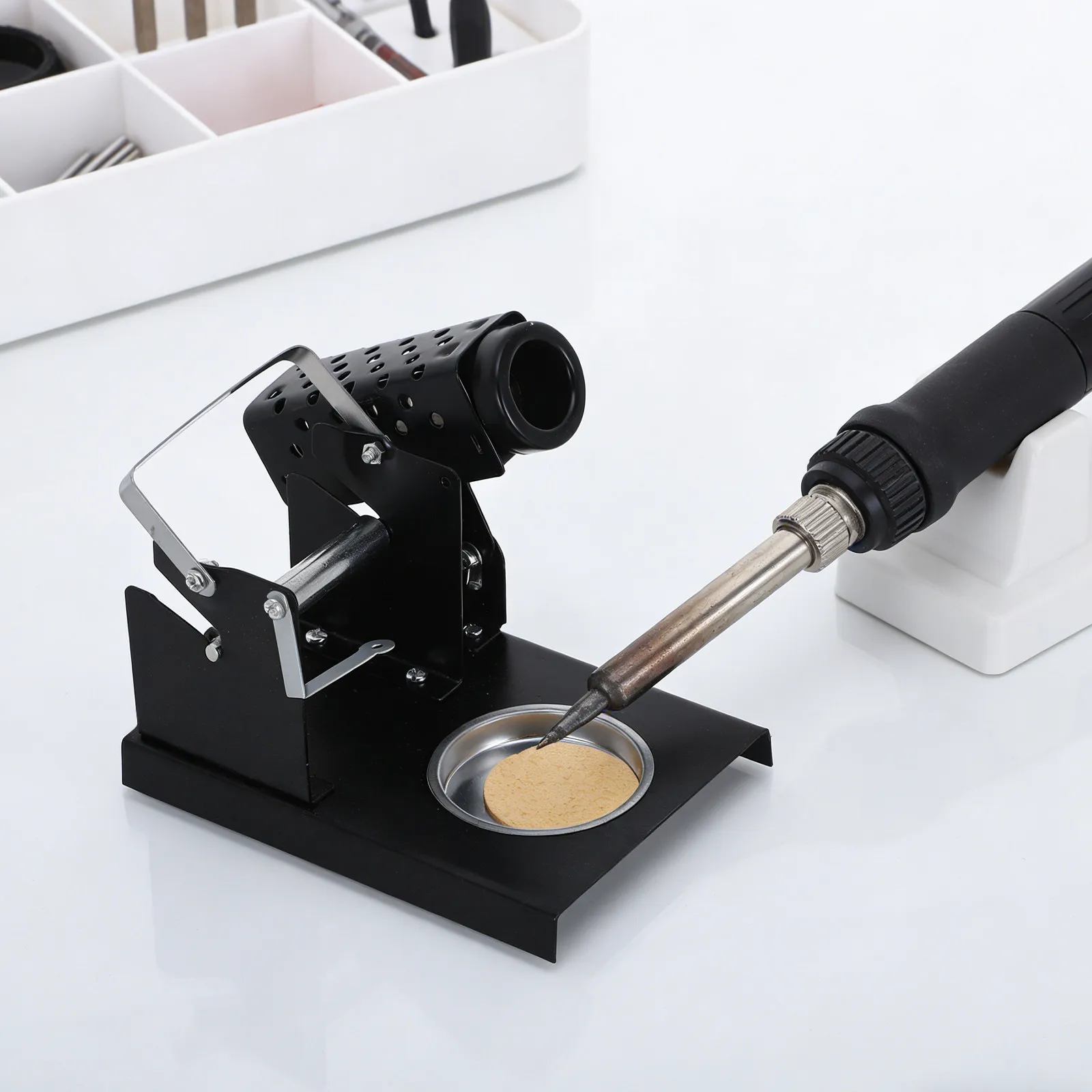 Portable Soldering Iron Stand Metal Base Heat Resistant Compact Soldering Station Holder for Electronic Repair DIY Projects
