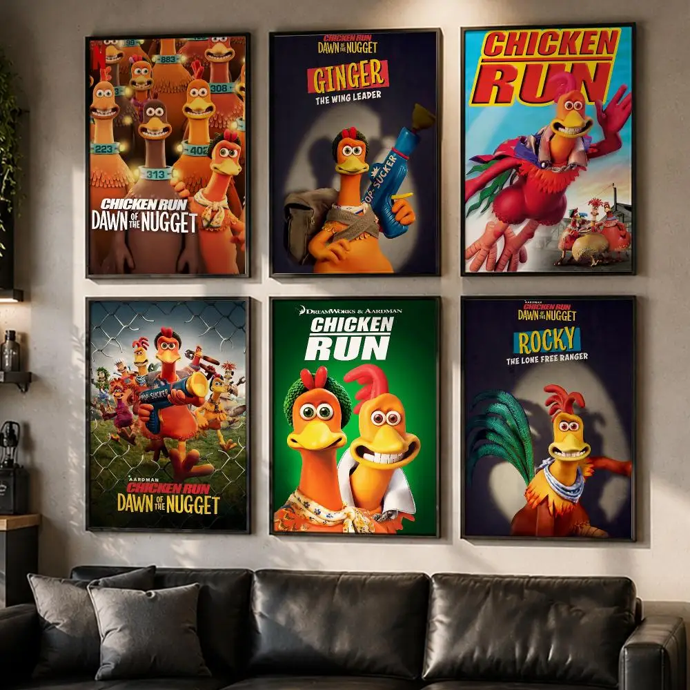 Classic Movie Chicken Run Poster No Glue Residue Self-Adhesive Art Poster Wall Decor for Bedroom Living Room