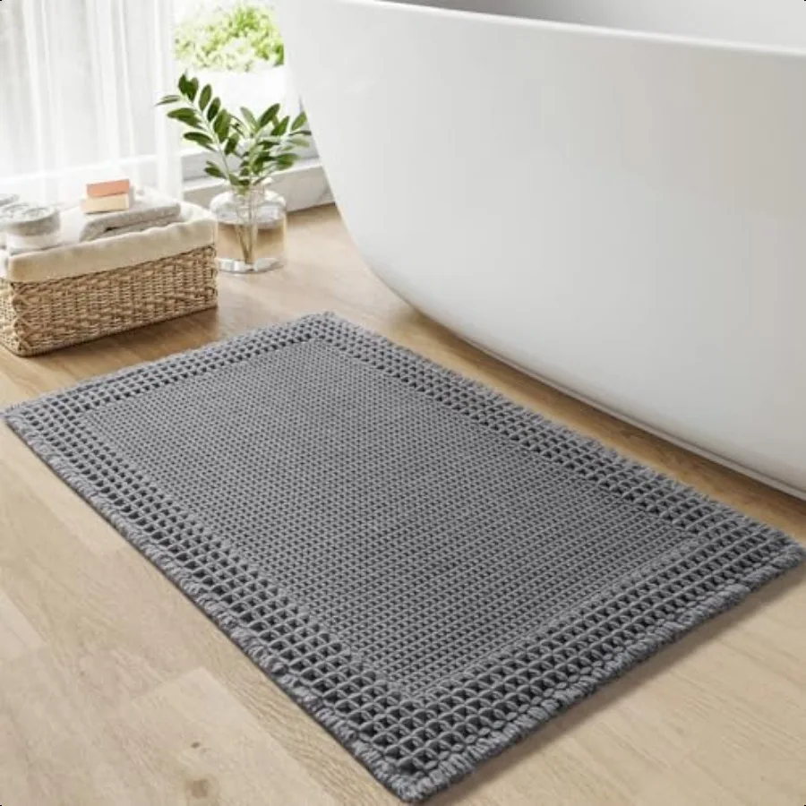 

Вафельный коврик для ванной Коврик в стиле бохо 17x24 Темно-серый