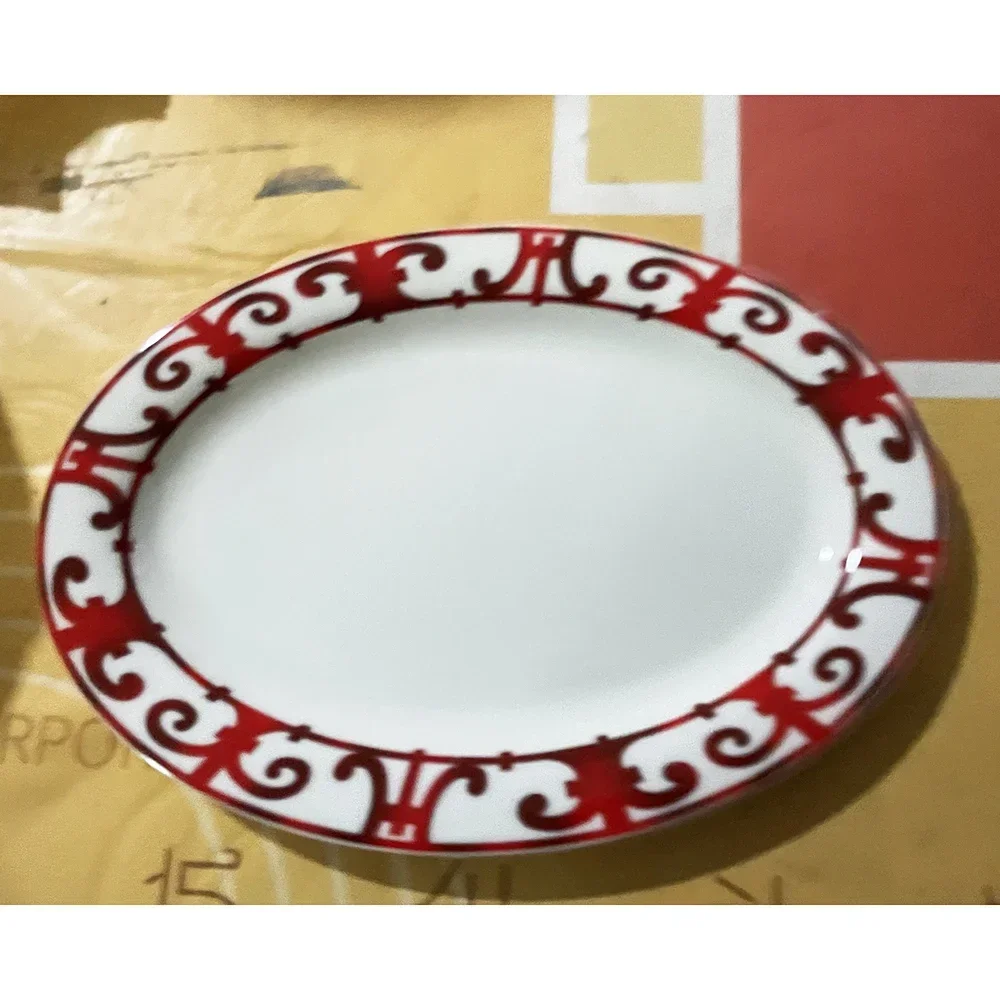 Top Grade Rainforest Ceramic Dinner Plates Geometric Pattern Ceramic Dish Charger Plate Dinnerware Plate Set Serving Dish