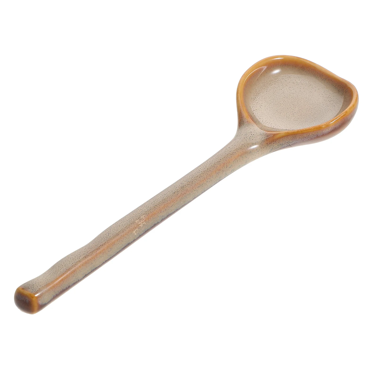

Retro Ceramic Long Handle Soup Spoon Porcelain Spoon for Ramen Pho Dumpling Miso Yogurt Ice Cream Ceramic Serving
