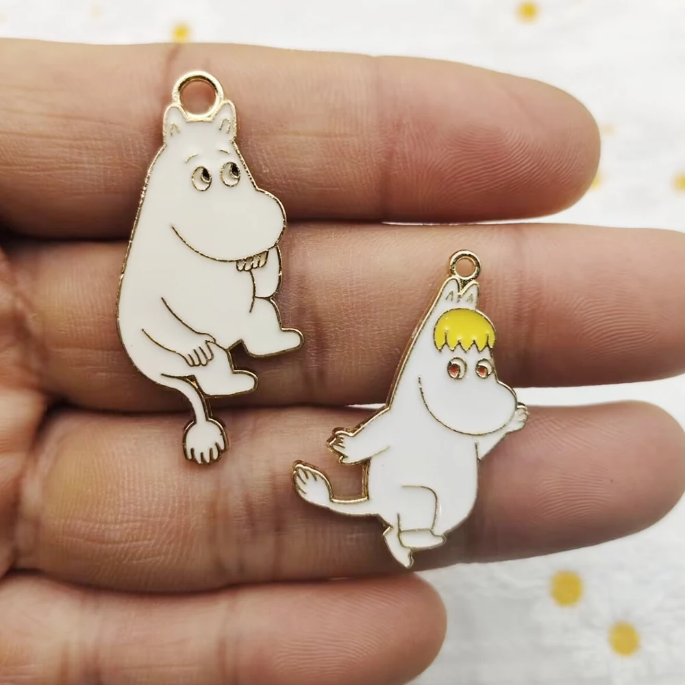 10pcs Cartoon Charm Jewelry Accessories Diy Making Enamel Necklace Earring Pendant Keychain Charms Alloy Metal Gold Plated