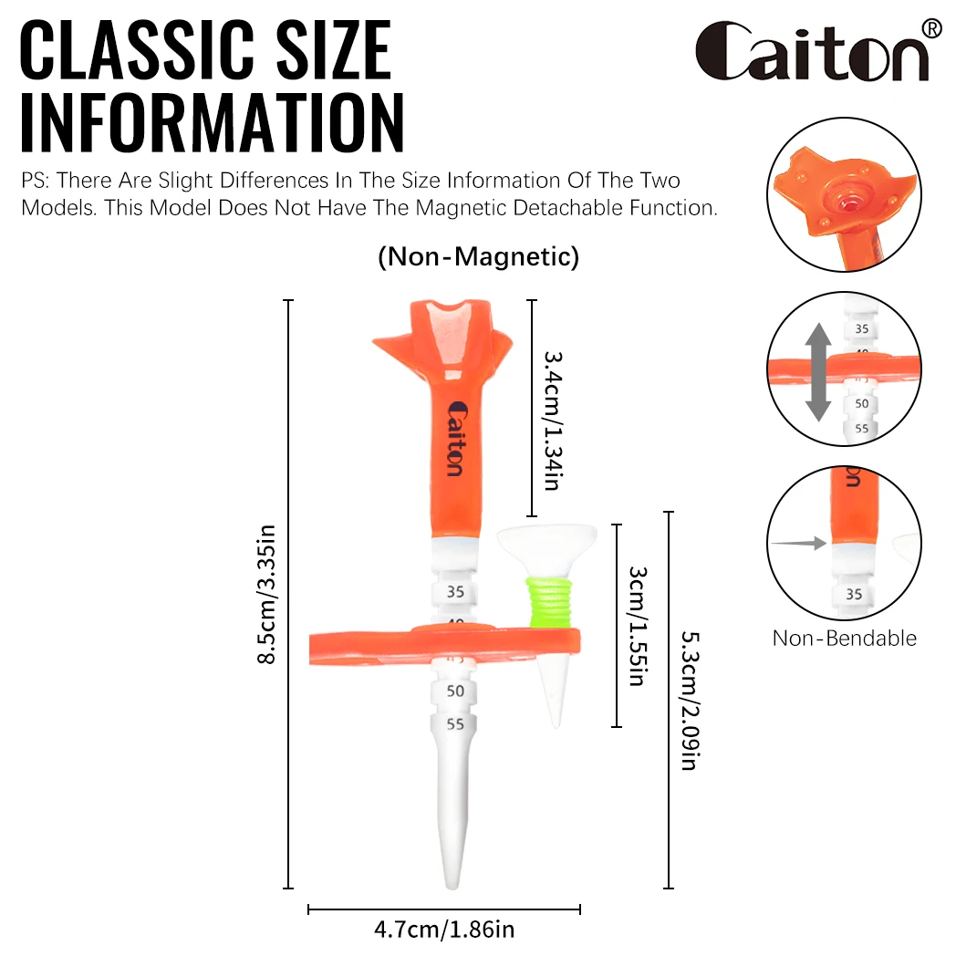تي شيرت جولف مغناطيسي قابل للتعديل مقاس 85 مم/3.35 بوصة من Caiton |   علامة مزدوجة، متعددة الألوان متينة |   ملحق جولف قابل لإعادة الاستخدام لجميع لاعبي الغولف
