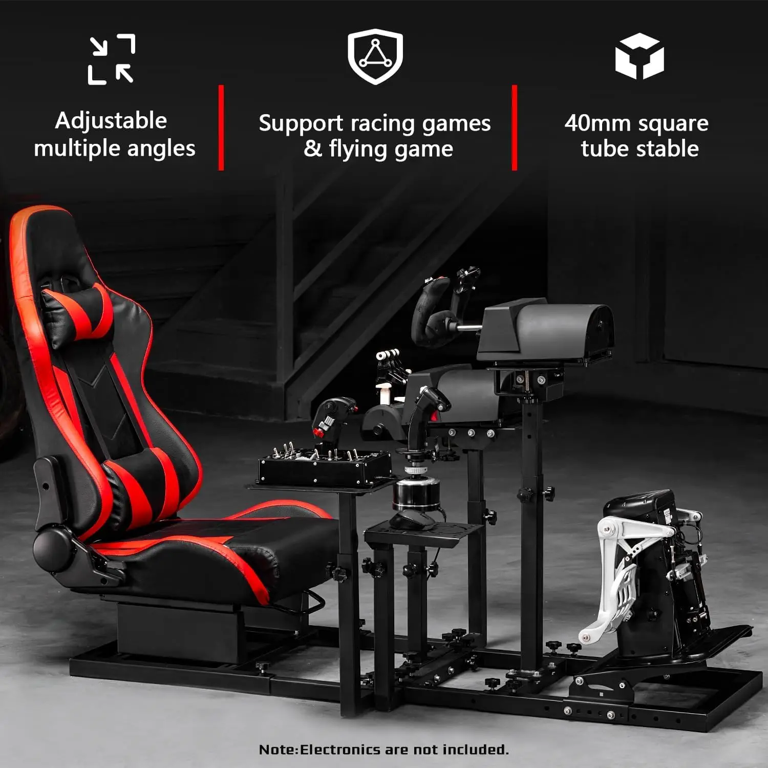 G920 Flight Racing Simulator Cockpit mit ergonomischem Sitz, passend für Logitech/Hotas Warthog, ohne Rad, Handbremse und Joystick