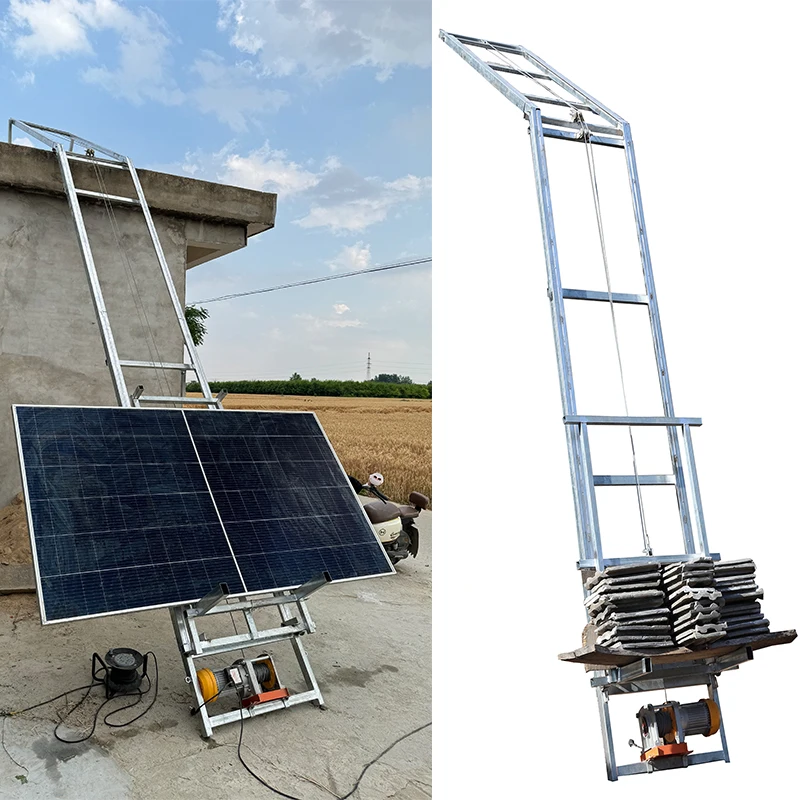 Custom Electric Wire Rope Sling Roof Solar Panel Lift Photovoltaic Installation Ladder 220v for Home Use