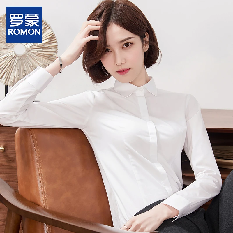

Lormen Women's Long Sleeve Anti-Wrinkle Business Shirt Casual Commute Style Comfortable Fit Polyester Modal Spandex Blend