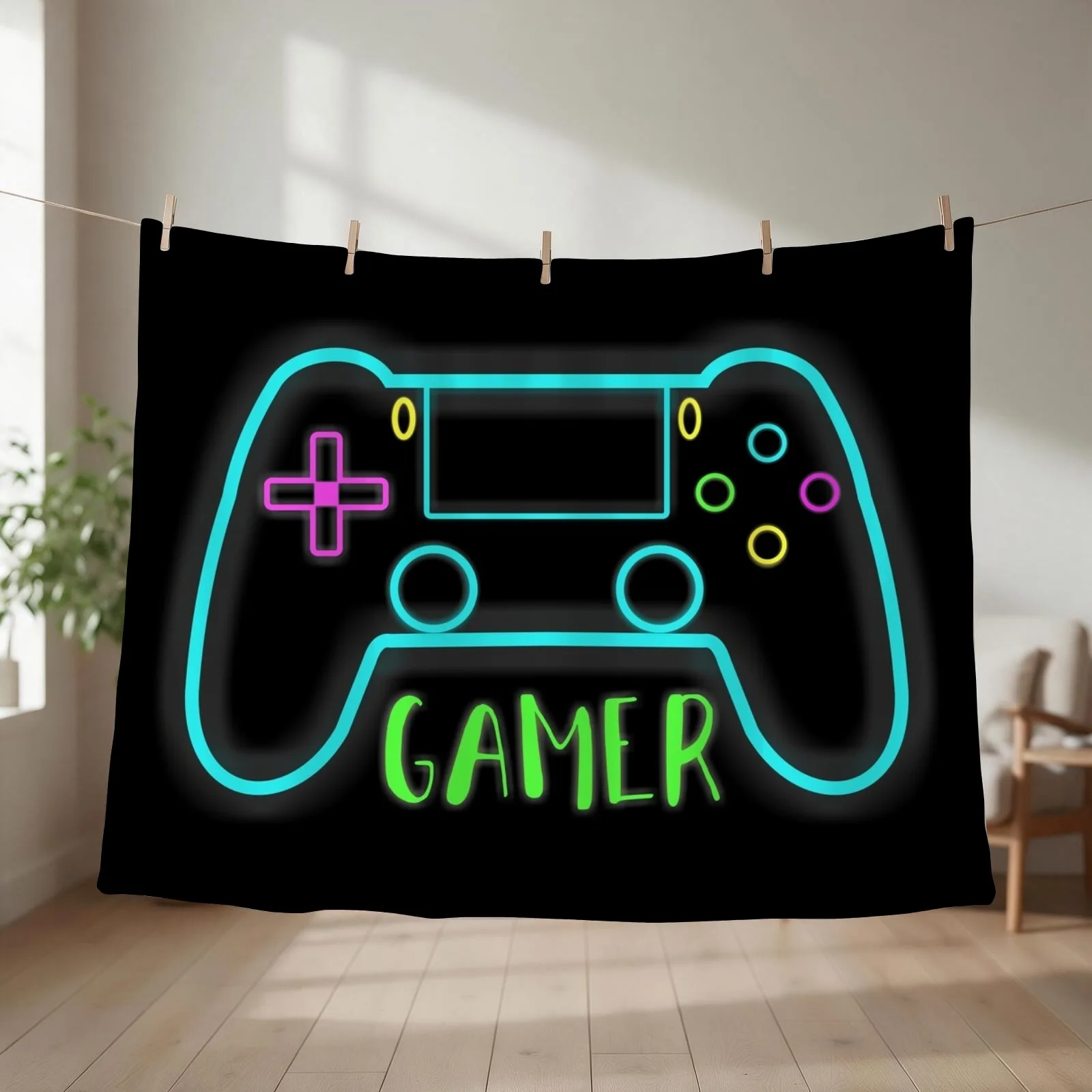 Neon gamer controller neon colors Throw Blanket For Baby Comforter Designers christmas gifts Blankets