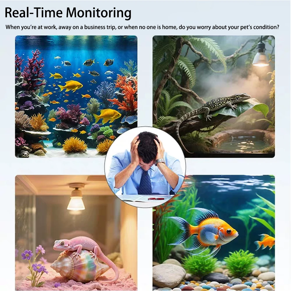 Mini 5MP Fish Tank Pet Window Camera WiFi Remote Monitoring Full Color Night Vision Two-Way Audio Aquarium Reptiles Small Pets