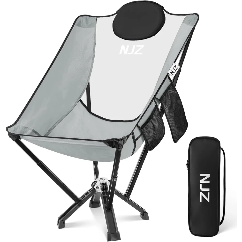 

High Back Camping Folding Chairs - 600 Lbs Capacity Heavy Duty Camping Chair With Comfortable Backrest & Headrest, Quick Setup -