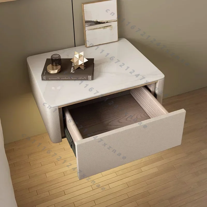 Nightstand 1 Drawer Bedside Table with Sintered Stone Top，Customizable Modern Style Creative Floating