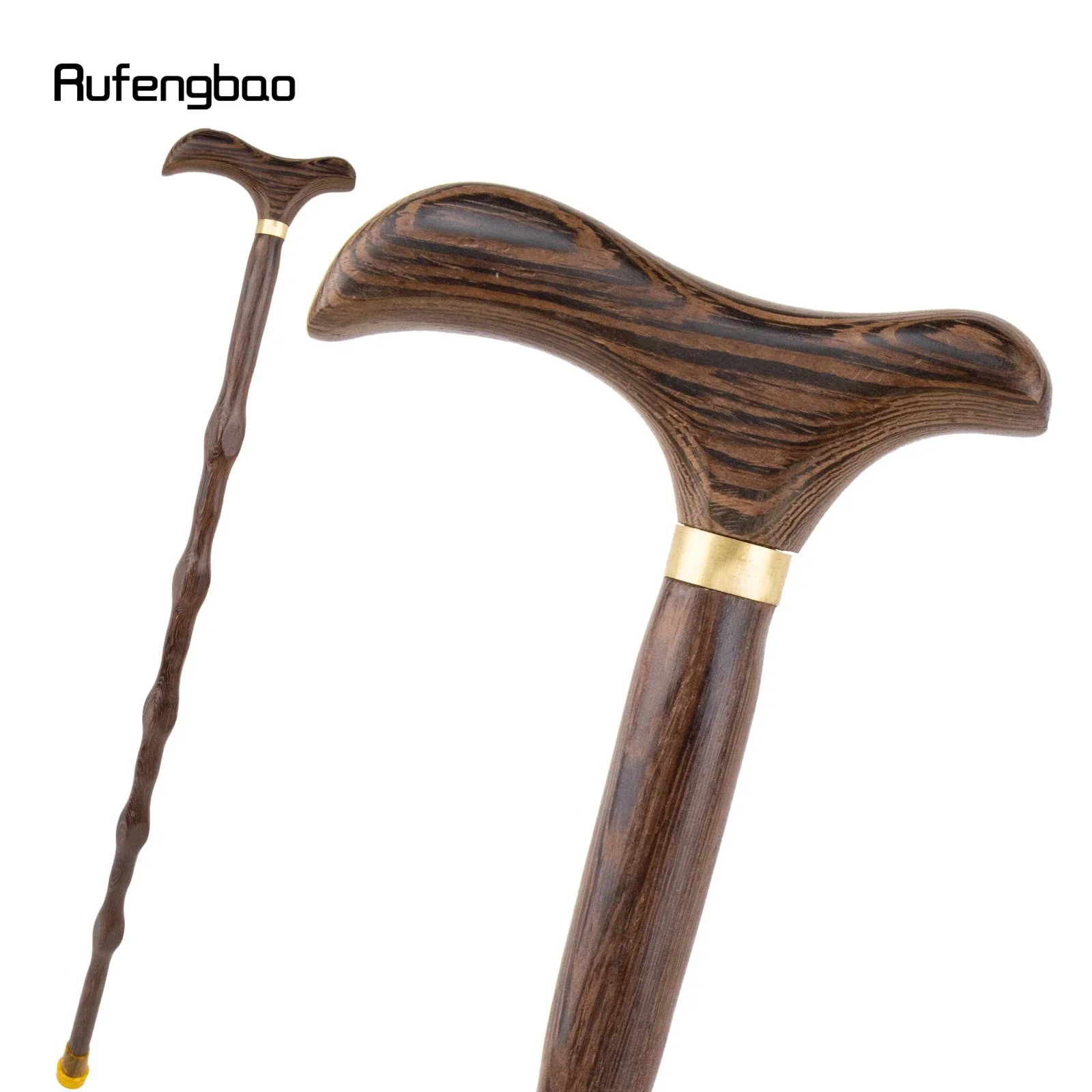 

Brown Wave Wooden Single Joint Fashion Walking Stick Decorative Cospaly Cane Halloween Mace Crutch Wand Crosier 89cm