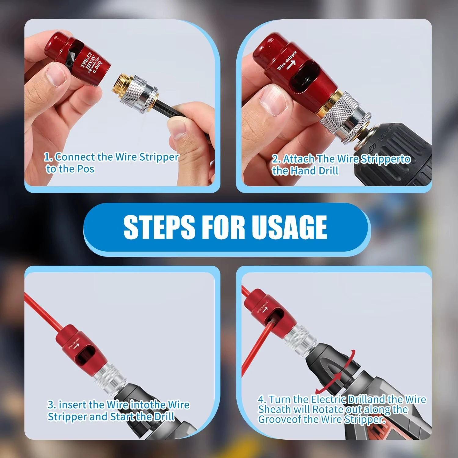 Electric Wire Stripper for 2.5/4/6 Square Wire Cable Automatic Stripping Tool Electric Wire Peeling Machine for Electrician