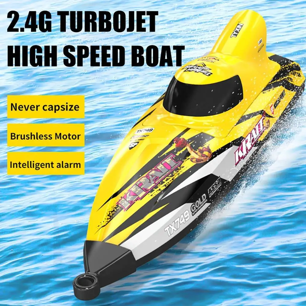 EBOYU TX749 RC Boat 2.4G Brushless Motor Jet Speedboat Capsized Reset Waterproof Proportional Control Ship High Speed 25km/h