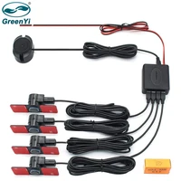 GreenYi Sensor de aparcamiento para coches asistente Parktronics 4 negro/plata/blanco 13mm sensores planos Radar reverso sonido zumbador alarma sonido