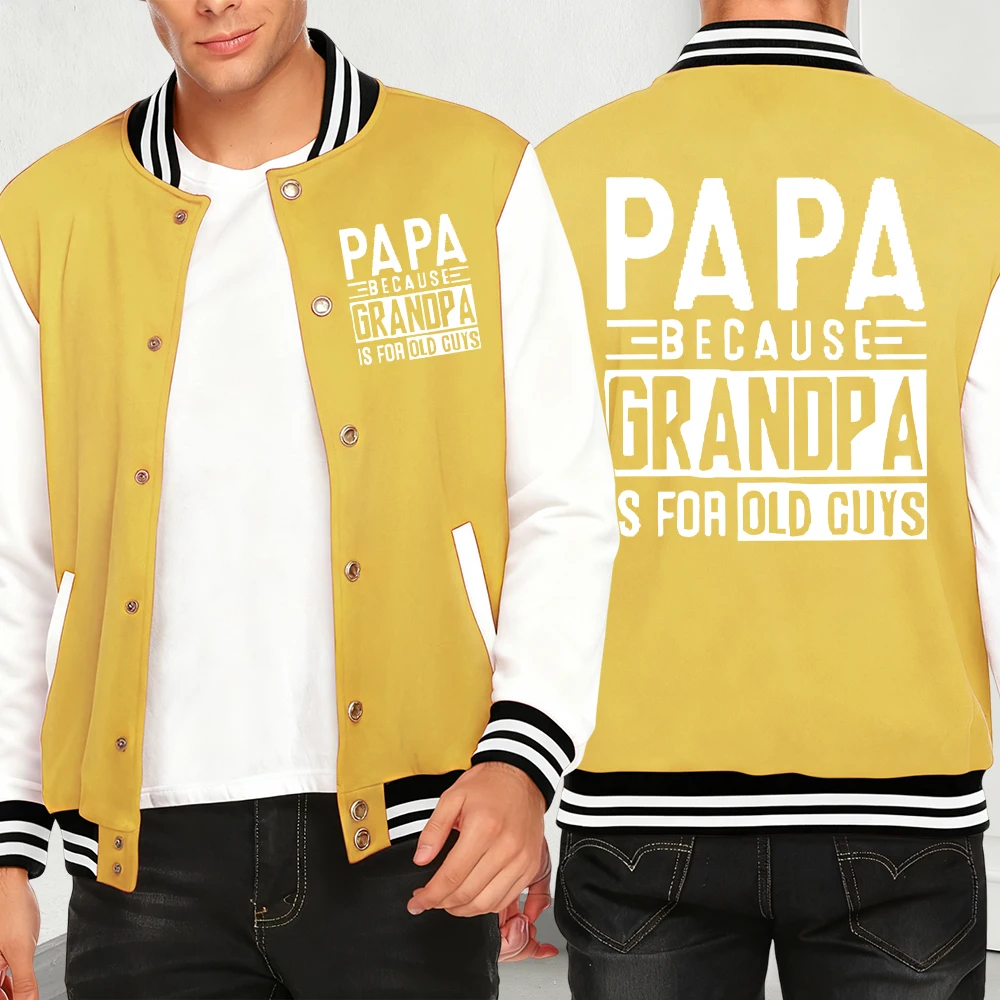 

Don'T Call Me Papa, I'M Not Old Funny Print Autumn Men Streetwear Hip Hop Fleece Jackets Pocket Y2K Fashion Baseball Jersey