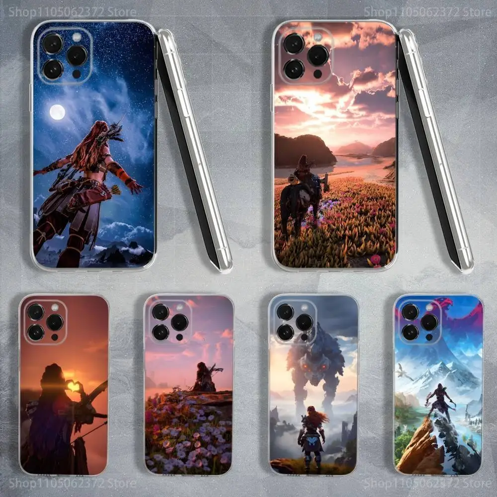 حافظة هاتف Game H-Horizon Z-Zero D-Dawn لهاتف iPhone 16,15,14,13,12,11 Pro,Max,Plus,X,XS,XR,SE,غطاء ناعم شفاف صغير