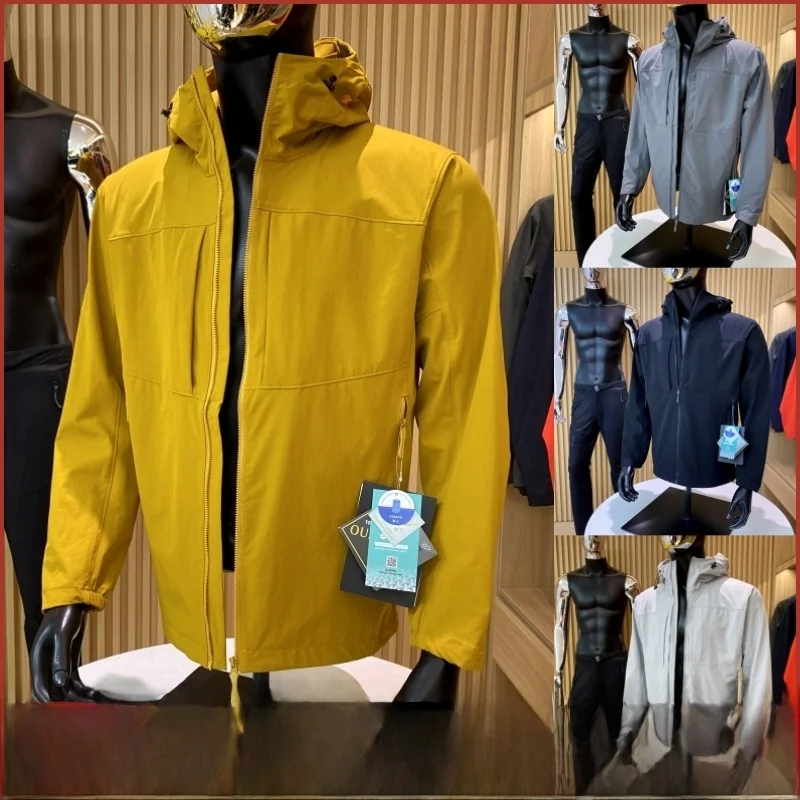 

Outdoor Men's Thin Four-Sided Elastic Fce Jaet New Autumn GM Series Youth Trendy Long Sve Hooded Stand Fit Jaet