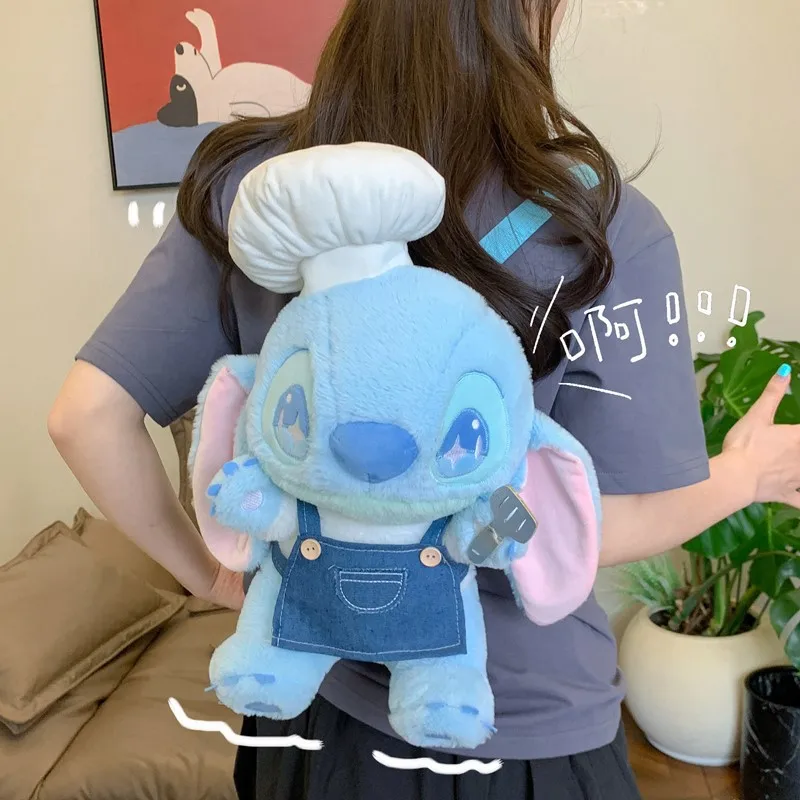 Stitch Anime Cartoon Plüschpuppen-Rucksack, großes Fassungsvermögen, Kawai Lilo & Stitch, trendiger Outdoor-Rucksack, weiches Plüschtier, Geburtstagsgeschenk