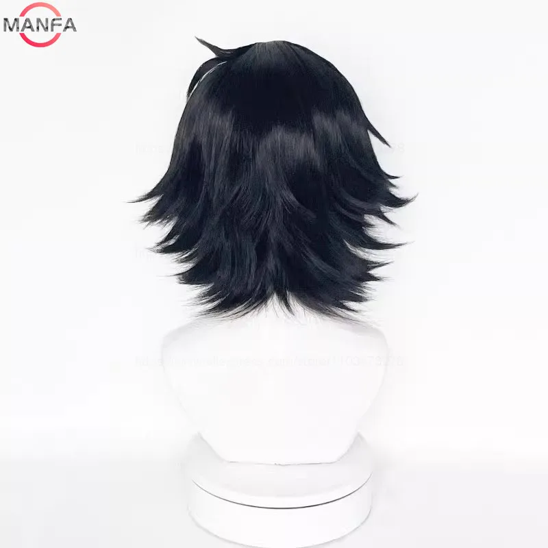 Ranpo Edogawa Cosplay Wig Cosplay Short Black Heat Resistant Hair Anime Cosplay Wigs + Wig Cap