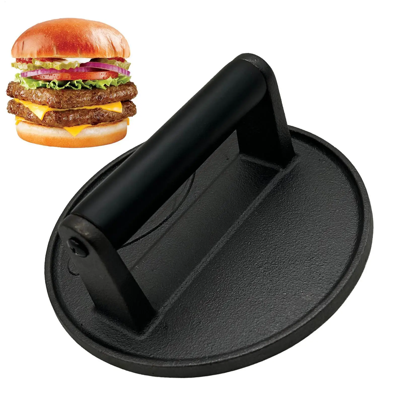16.5cm 16.5cm Cast Iron Meat Press Round Steak Burger Grill Weight Flat Smasher Kitchen Professional BBQ Cooking Accessory - Aliexpress Deal