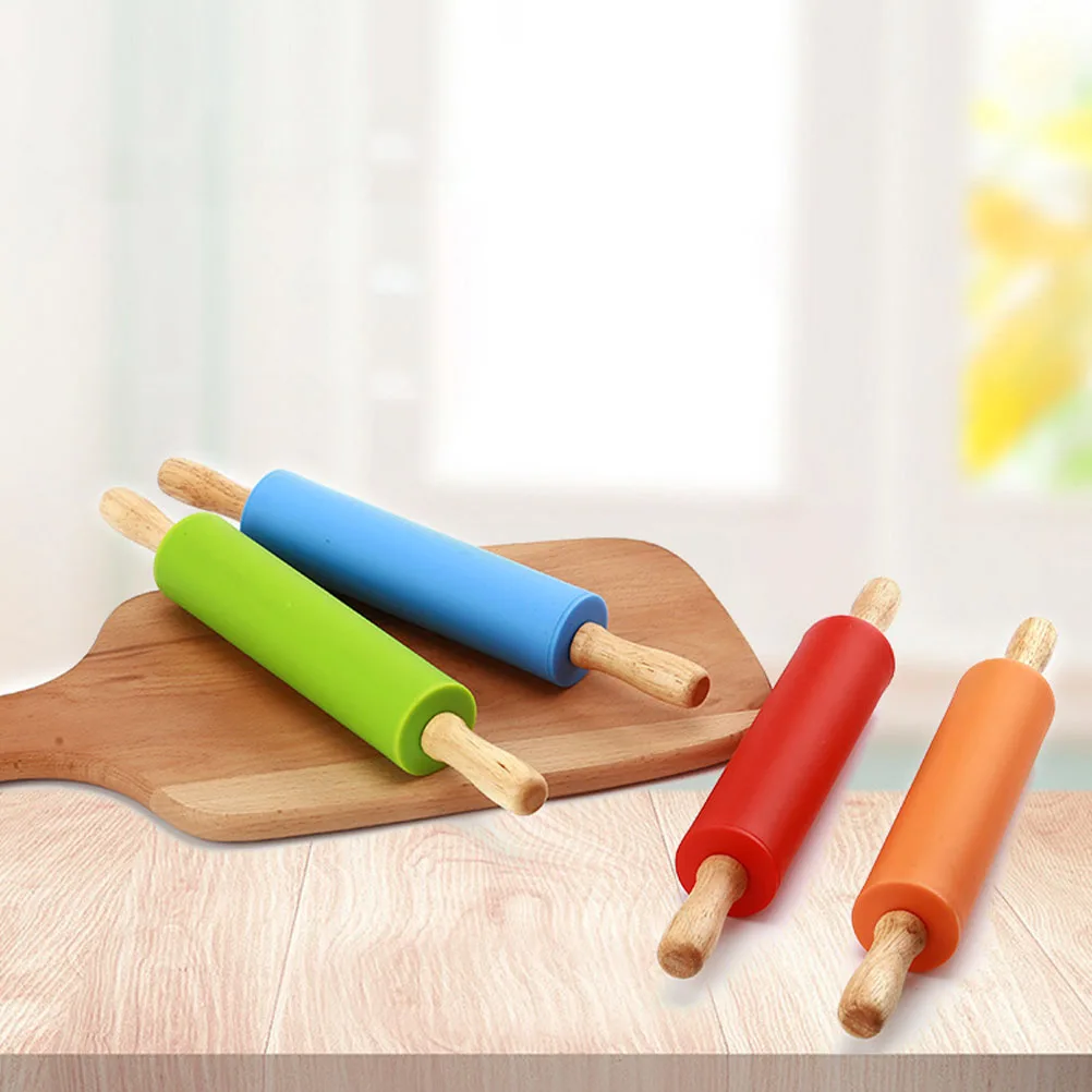 

2Pcs Rolling Pin Kids Stick Chapati Roller Clay DIY Rollers Supplies Children Sticks Tools For Bakery Kitchen