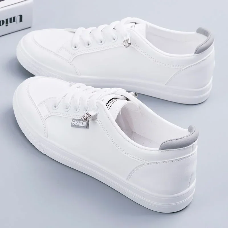 Women\'s sports shoes vulcanized Spring and autumn breathable flat solid color mesh shoes young women casual white shoes