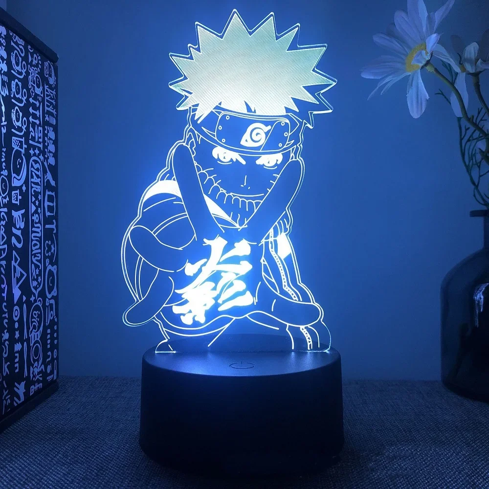 Anime Naruto Uzumaki LED Night Light Toys Akatsuki Kakashi Hatake Kid Bedroom Nightlight Itachi Uchiha 3D 7/16 Colors Lamp Decor