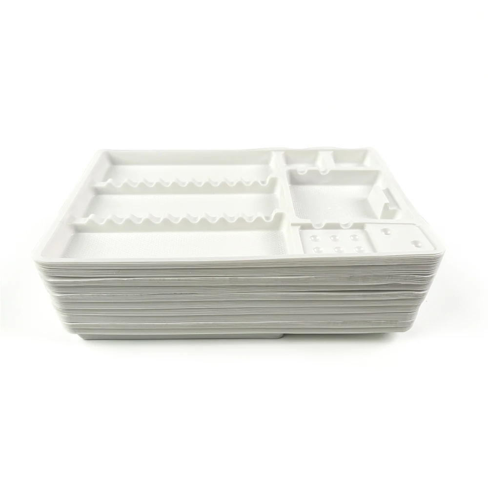 100/200pcs Dental Disposable Instrument Tray Segregated Placed Plastic Surgical Instrument Tray Box