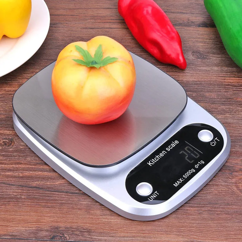 5/10KG Digital Kitchen Scale Stainless Steel Food Scale LED Electronic for Cooking Scales Jewelry Scale Kitchen Accessories