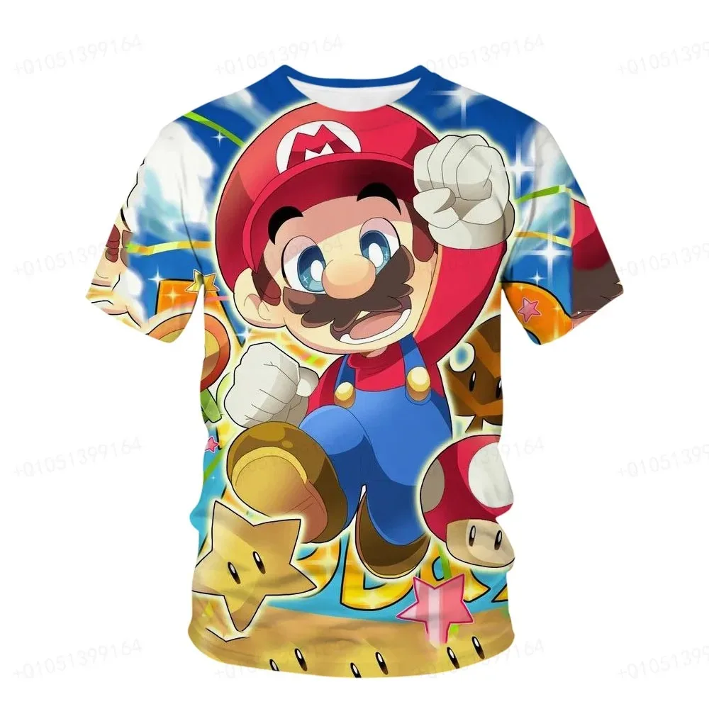 Camiseta de dibujos animados de Super Marios Bros para niños, Camiseta suave de algodón, Tops para niños, ropa colorida, ropa estampada de Anime, regalo para niños y niñas