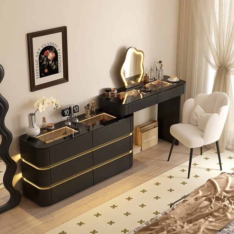 

Bedroom Led Modern Vanity Tables Black Nordic Large Luxury Seating Vanity Tables Unique Compact Schmink Tisch Home Furniture