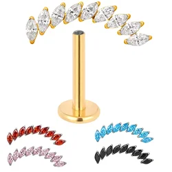 ASTM F136 Titanium PIERC Ear Studs 9 Marquise CZ Alternate Cluster Top Threaded Ear Cartilage Earrings Fashion Piercing Jewelry