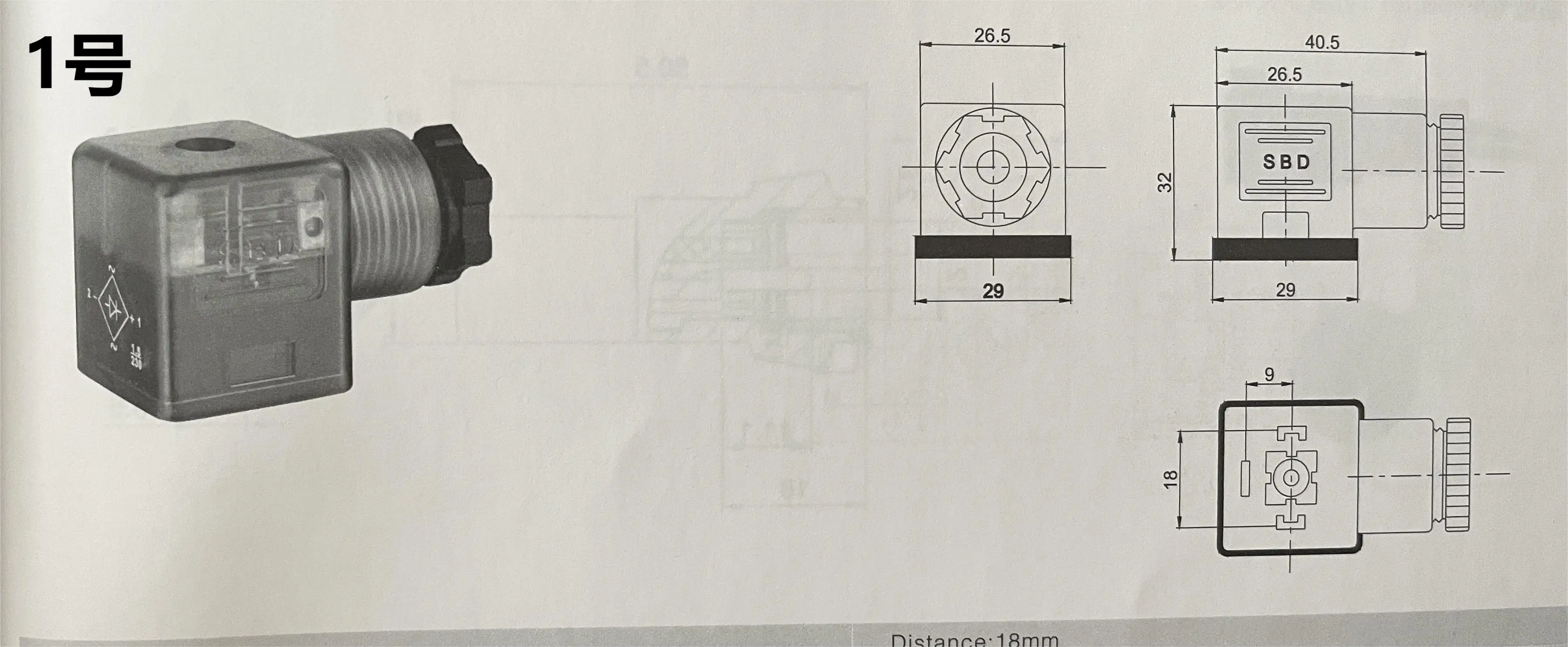 Flyingbull Hydraulic Solenoid Valve Junction Box DIN43650A Transparent with Lamp Hermann Connector