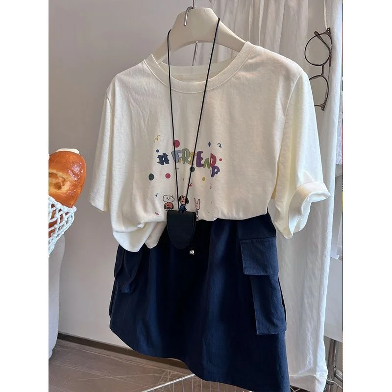 Cute Animal Printed Modal T-Shirt Women's Short Sleeve Summer Top Korean Style Loose Fit Quick Dry Commute Fashion