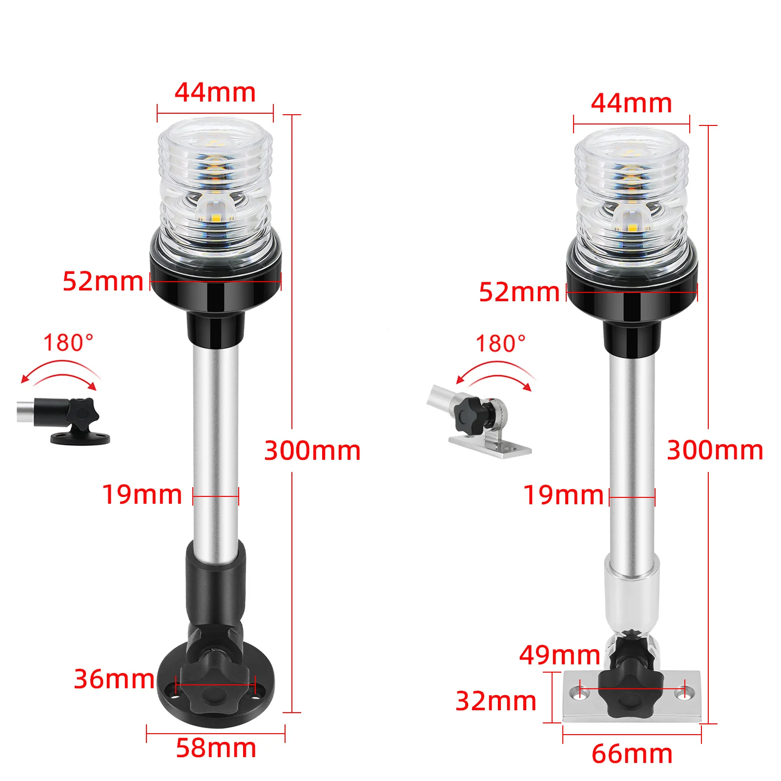 12V 24V Sailing Signal Light Boat Navigation Light Fold Down 360 Degree LED for Yacht Marine Anchor Light Boat Accessories