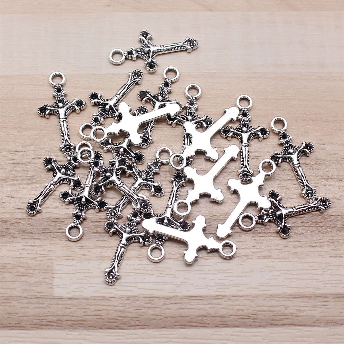 IFOCUS 20pcs/Lot Cross Charms For DIY Jewelry Making Zinc Alloy 22x11mm/0.87x0.43inch