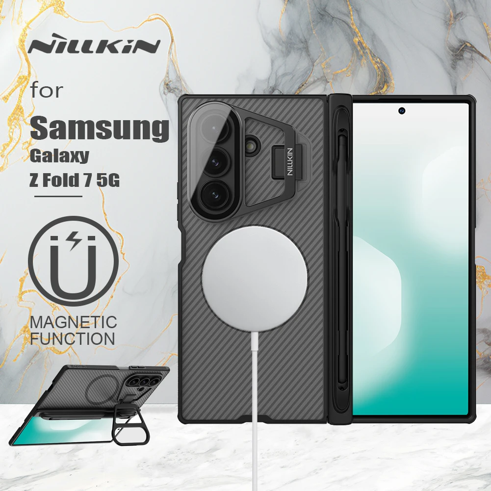 

Nillkin For Samsung Galaxy Z Fold 7 5G Case Magnetic Camshield Prop with S-Pen Case Transparency Camera Stand Cover Protection