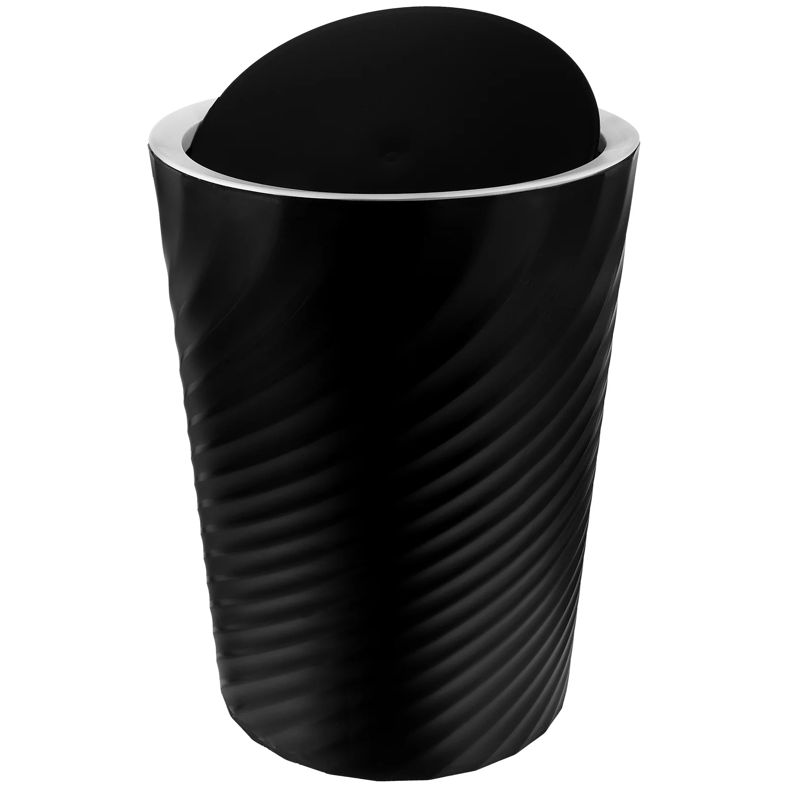 Black Trash Cans for Bedroom Threaded Garbage Outdoor Hotel Kitchen Bucket Bathroom Small with Lid Plastic