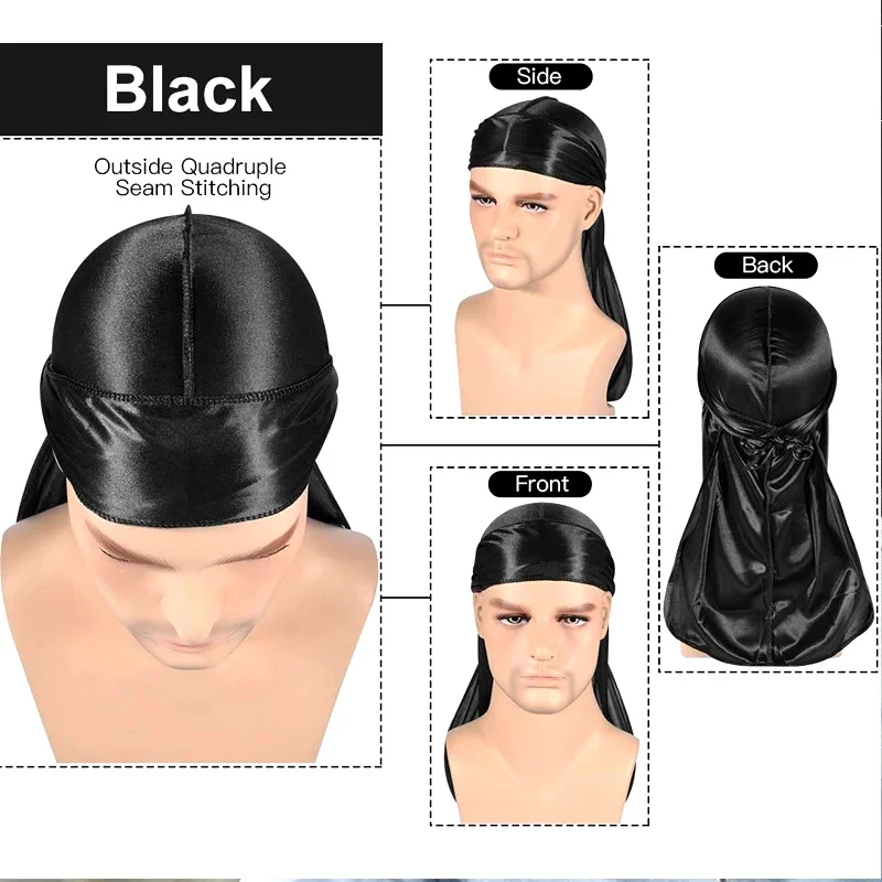 1-4Pcs New silk Durag Bandana  - Bandana Doo Rag avis et prix