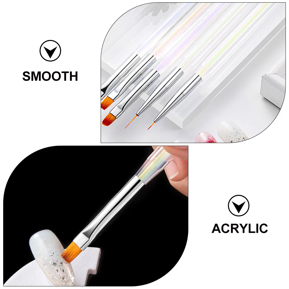 Conjunto de canetas para desenho de arte em unhas, 5 peças, ponta de fibra lisa para pintura perfeita de unhas, faça você mesmo, salão de beleza doméstico, acessório de ferramenta de manicure