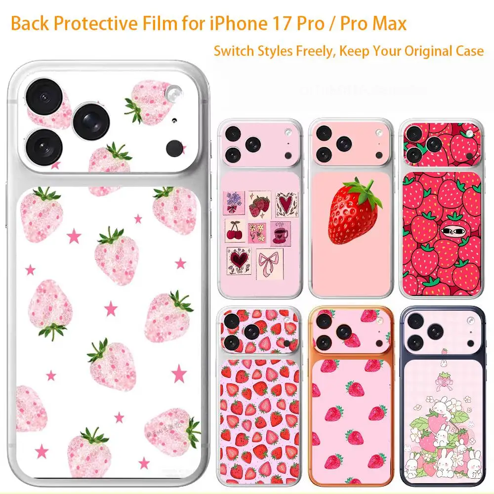 

Full Screen Pink Strawberry 3D Full Body Skin Decal for iPhone 17/Pro Max/Air, Color Rear Protective Sticker