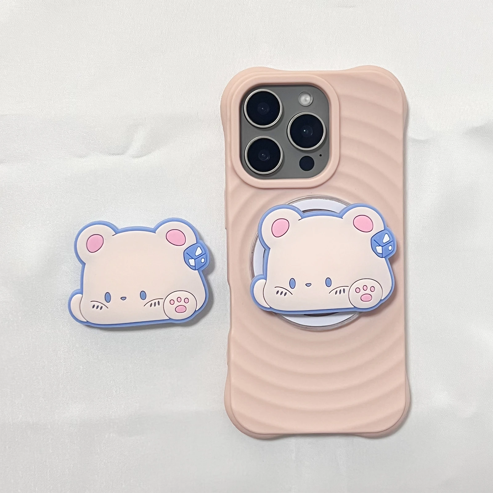 ที่วางโทรศัพท์รูปสัตว์น่ารัก หมีเลมอน ที่จับโทรศัพท์แบบมีกริป ที่ตั้งโทรศัพท์ รองรับ iPhone 17 iPhone 16Pro Max Samsung