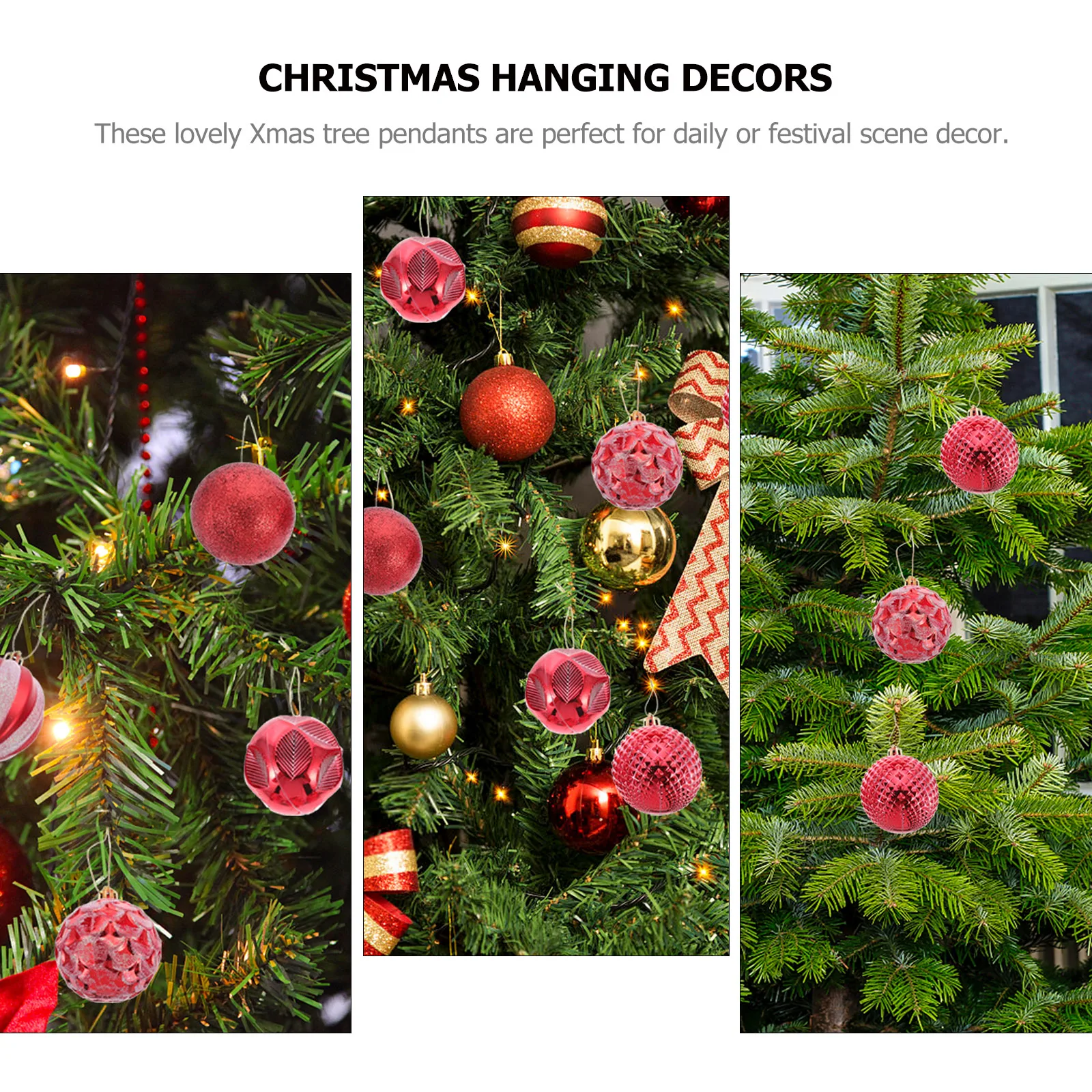 

12 Pcs Christmas Tree Decoration Colorful Balls Ornaments for Decorations Hanging Black Plastic Small