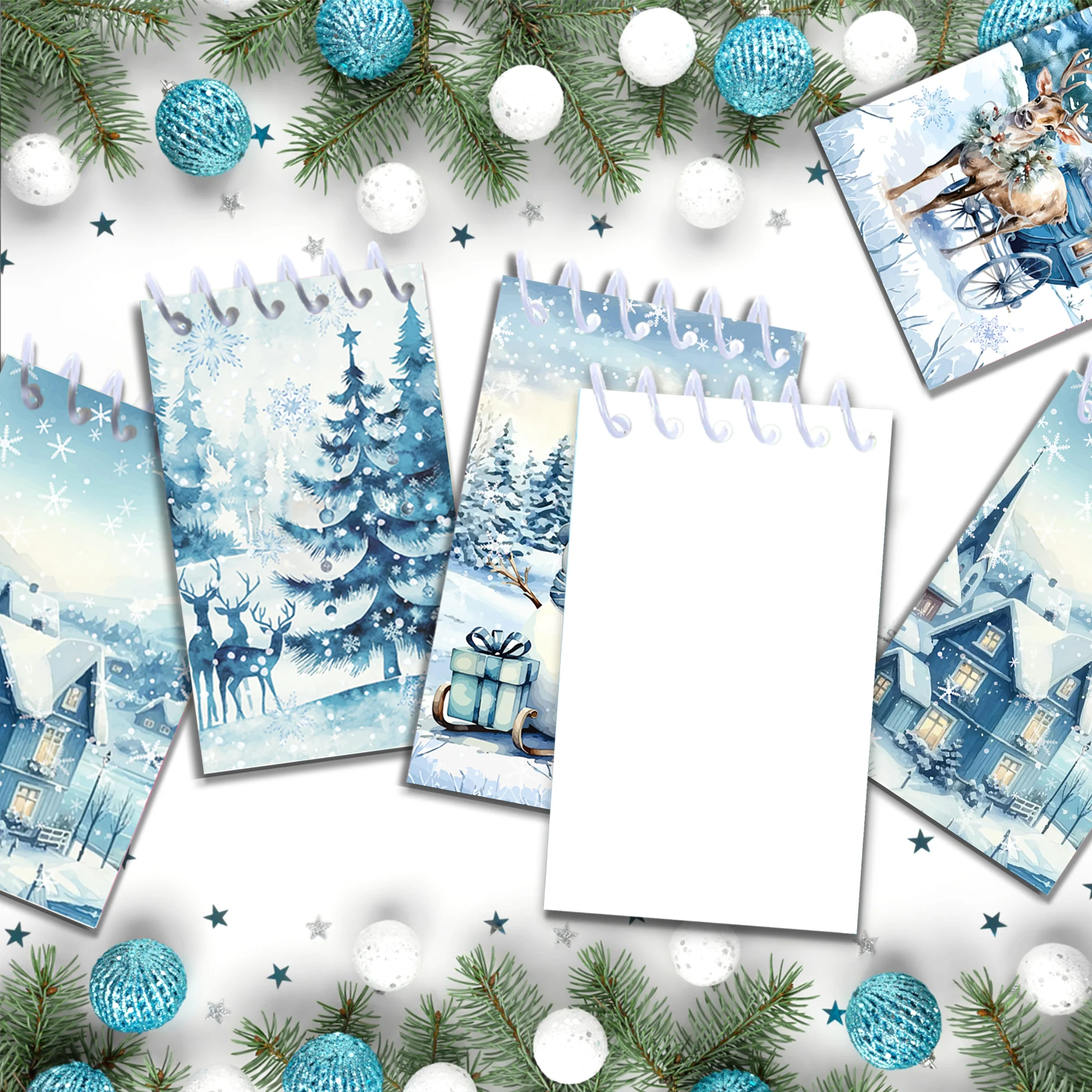 Weihnachts-Notizblock, Mini-Weihnachts-Mini-Notizblock, Weihnachts-Spiral-Notizblock, helles festliches Notizbuch für Kinder, Party, Klassenzimmer, Weihnachten