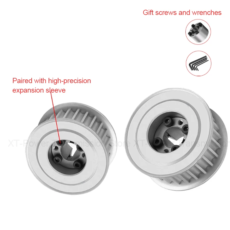 1Pcs 48T 50T 60T Belt Width 10/15/20/25mm HTD 5M Expansion Sleeve Synchronous Wheel Keyless Bushing Timing Pulley Bore 5-32mm