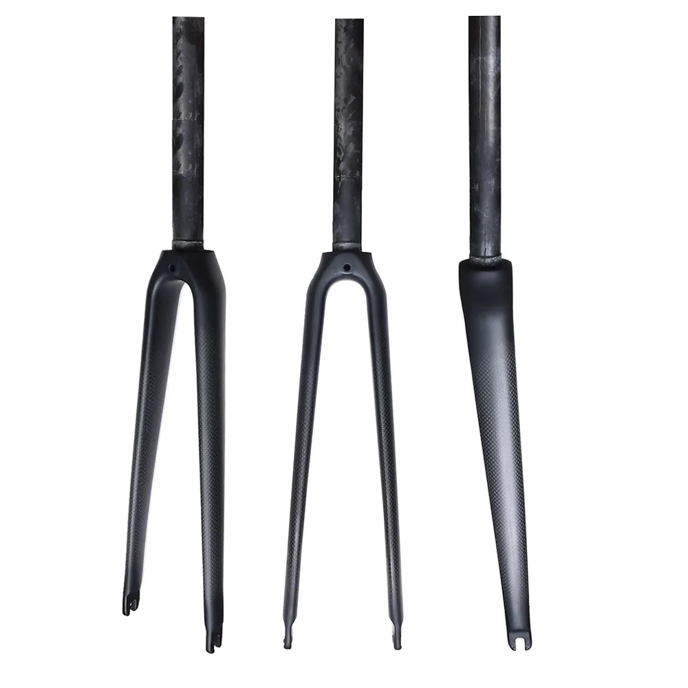 

Full carbon fiber road bike Sharp-toed front fork. Carbon fiber rigid fork. 700C road bike front fork.Fixed-gear front fork.