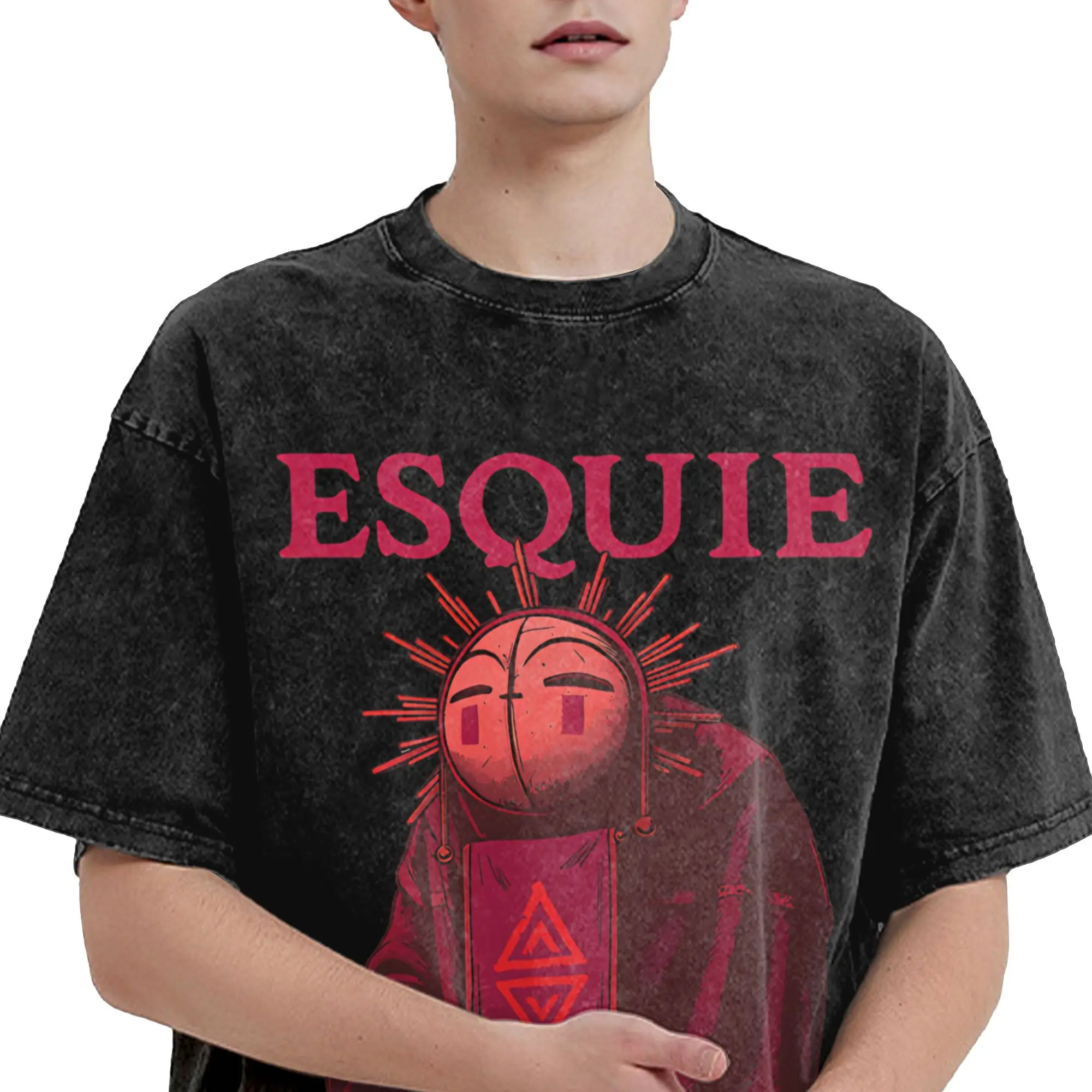 تي شيرت Esquie RPG للرجال لعبة فيديو Gustave Lune Clair Obscur Expedition 33 Maelle تي شيرت ملابس قصيرة الأكمام تي شيرت برقبة دائرية #4