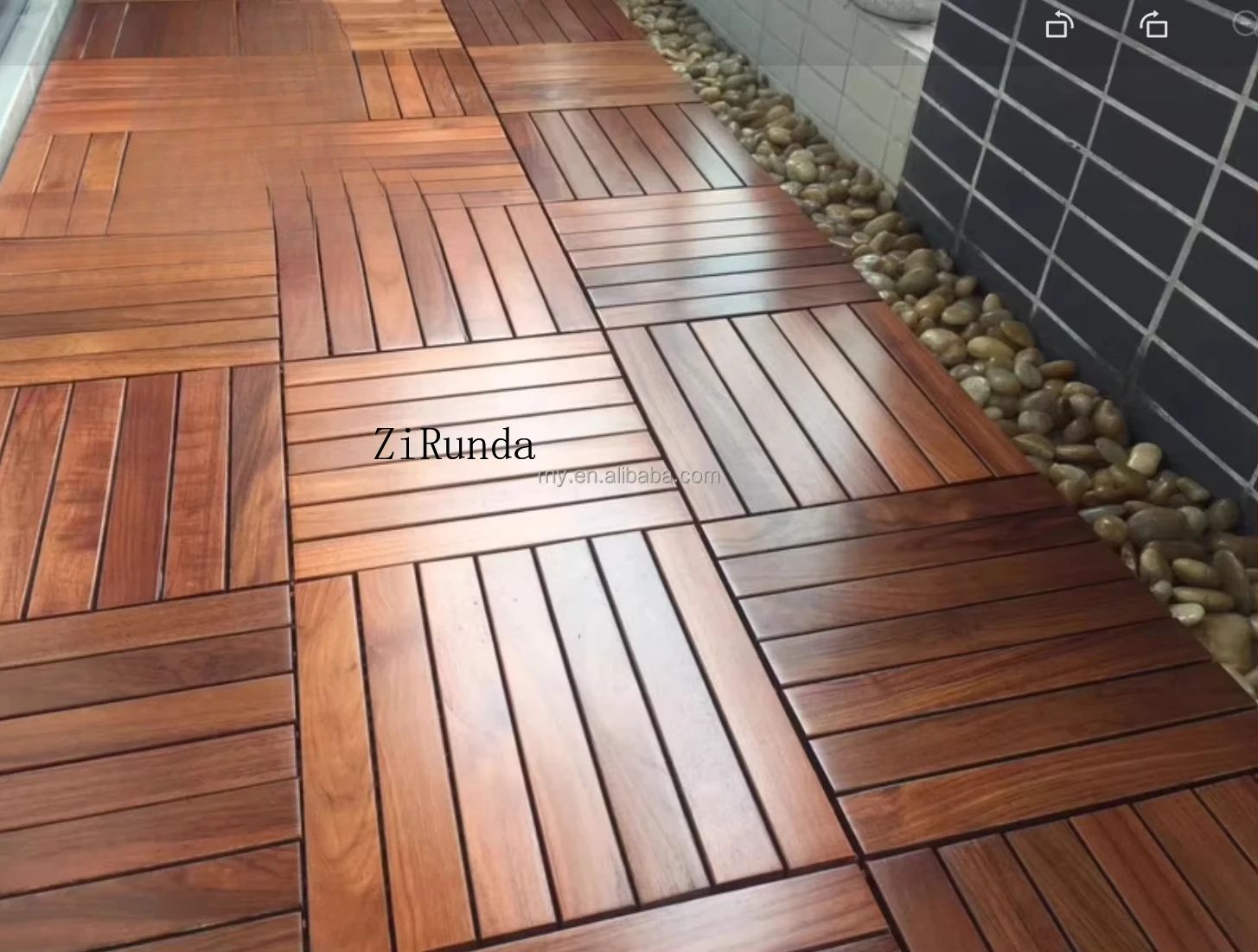 Versión personalizada 300x300 mm Azulejos de piso exterior de madera maciza Azulejos de patio al aire libre