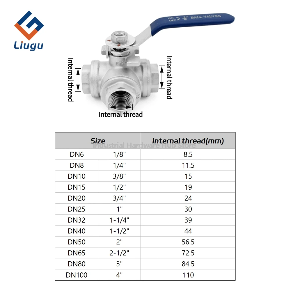 Manual SS304 T-Type Three-Way Ball Valve - BSPT Female (1/4